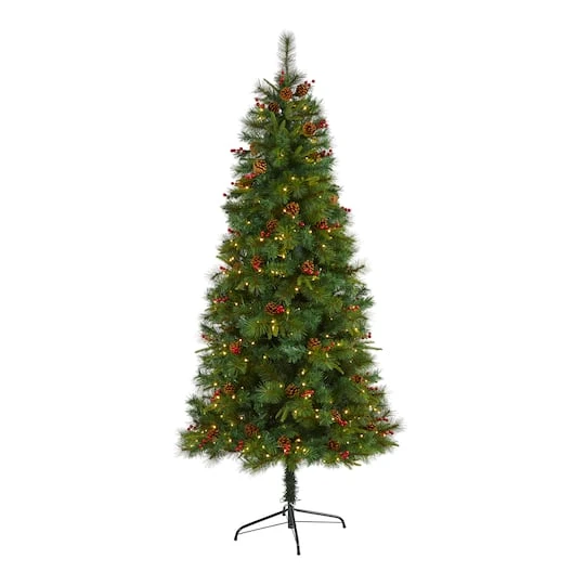7ft. Pre-Lit Mixed Pine Artificial Christmas Tree, Clear LED Lights 1 7ft. Pre-Lit Mixed Pine Artificial Christmas Tree, Clear LED Lights