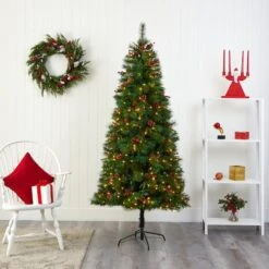 7ft. Pre-Lit Mixed Pine Artificial Christmas Tree, Clear LED Lights 10 7ft. Pre-Lit Mixed Pine Artificial Christmas Tree, Clear LED Lights -Michaels Store D255983S 5
