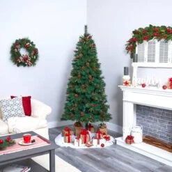 7ft. Pre-Lit Mixed Pine Artificial Christmas Tree, Clear LED Lights 13 7ft. Pre-Lit Mixed Pine Artificial Christmas Tree, Clear LED Lights -Michaels Store D255983S 7