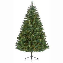 6ft. Pre-Lit Rocky Mountain Mixed Pine Artificial Christmas Tree, 300 LED Lights