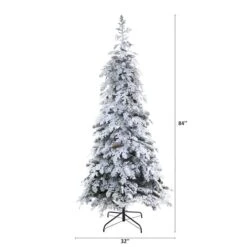 7ft. Pre-Lit Flocked Montana Down Swept Spruce & Pinecones Artificial Christmas Tree With Clear LED Lights -Michaels Store D256063S 2