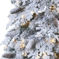 7ft. Pre-Lit Flocked Montana Down Swept Spruce & Pinecones Artificial Christmas Tree With Clear LED Lights -Michaels Store D256063S 4