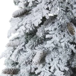 7ft. Pre-Lit Flocked Montana Down Swept Spruce & Pinecones Artificial Christmas Tree With Clear LED Lights -Michaels Store D256063S 5