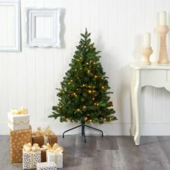 4ft. Pre-Lit Grand Teton Spruce Flat Back Artificial Christmas Tree, Clear LED Lights -Michaels Store D256182S 7
