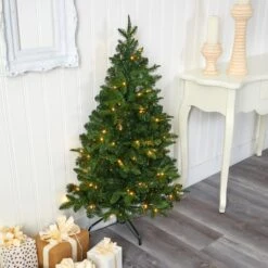 4ft. Pre-Lit Grand Teton Spruce Flat Back Artificial Christmas Tree, Clear LED Lights -Michaels Store D256182S 8