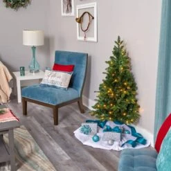 4ft. Pre-Lit Grand Teton Spruce Flat Back Artificial Christmas Tree, Clear LED Lights -Michaels Store D256182S 9