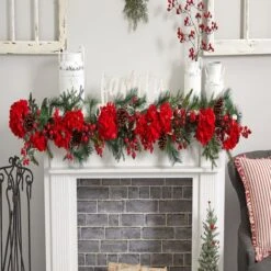 6ft. Red & Green Hydrangea Garland -Michaels Store D262197S 13