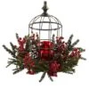 15" Pine & Berry Birdhouse Candelabrum