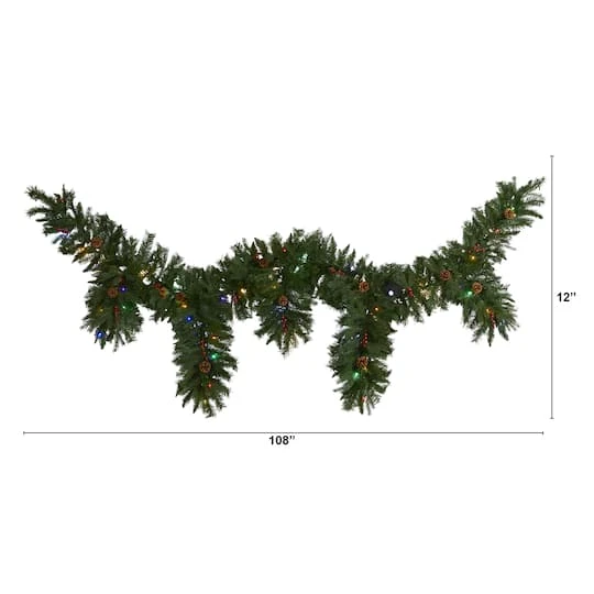 9ft. Pre-Lit Hanging Icicle Berries & Pinecones Christmas Garland, Multicolor LED Lights 3 9ft. Pre-Lit Hanging Icicle Berries & Pinecones Christmas Garland, Multicolor LED Lights - Image 3