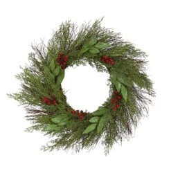 20" Cedar & Ruscus With Berries Wreath