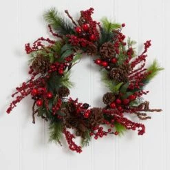 24" Red Berry Wreath -Michaels Store D292933S 13