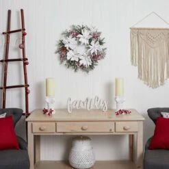 22" Snowed Magnolia & Berry Wreath -Michaels Store D292934S 12