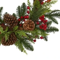 22" Mixed Pine With Berries & Pinecones Wreath 7 22" Mixed Pine With Berries & Pinecones Wreath -Michaels Store D292935S 12
