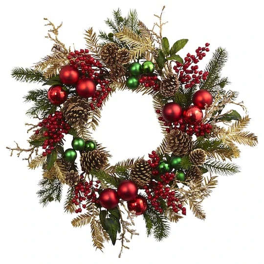 24" Ornament, Pine & Pinecone Wreath 1 24" Ornament, Pine & Pinecone Wreath