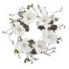 24" Snowed Magnolia & Pinecone Wreath