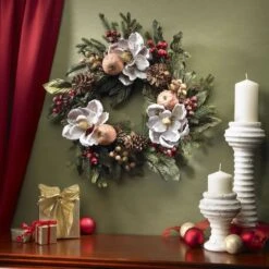 24" Magnolia Pinecone & Berry Wreath -Michaels Store D292949S 2