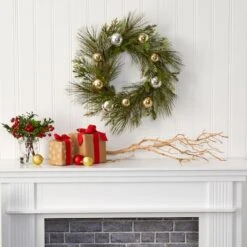 26" Sparkling Pine Wreath With Ornaments -Michaels Store D292955S 3
