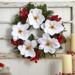 26" Magnolia, Pine & Berries Wreath -Michaels Store D292956S 13