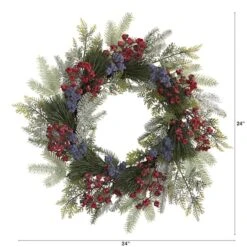 24" Pine & Cedar Wreath With Berries 7 24" Pine & Cedar Wreath With Berries -Michaels Store D292958S 2
