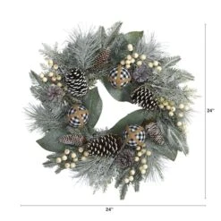 24" Snowy Berry, Pinecone & Ornaments Wreath 7 24" Snowy Berry, Pinecone & Ornaments Wreath -Michaels Store D292959S 2