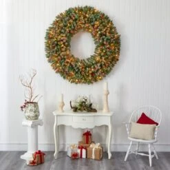 5ft. Pre-Lit Flocked Artificial Christmas Wreath -Michaels Store D292966S 4