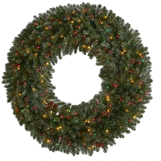 5ft. Pre-Lit Flocked Pine & Pinecone Artificial Christmas Wreath 2 5ft. Pre-Lit Flocked Pine & Pinecone Artificial Christmas Wreath - Image 2