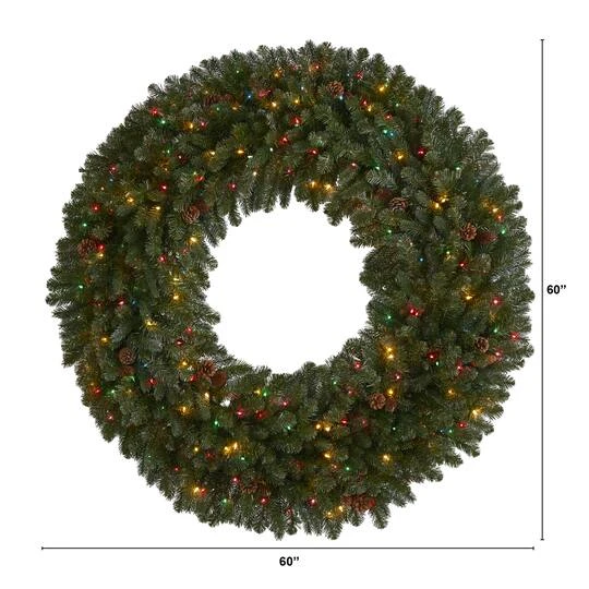 5ft. Pre-Lit Flocked Pine & Pinecone Artificial Christmas Wreath 5 5ft. Pre-Lit Flocked Pine & Pinecone Artificial Christmas Wreath - Image 5