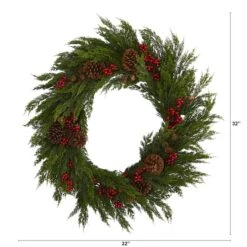 2.6ft. Cypress With Berries & Pinecones Wreath -Michaels Store D292971S 2