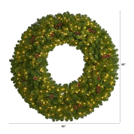 5ft. Pre-Lit Pine & Pinecone Artificial Christmas Wreath 5 5ft. Pre-Lit Pine & Pinecone Artificial Christmas Wreath - Image 5