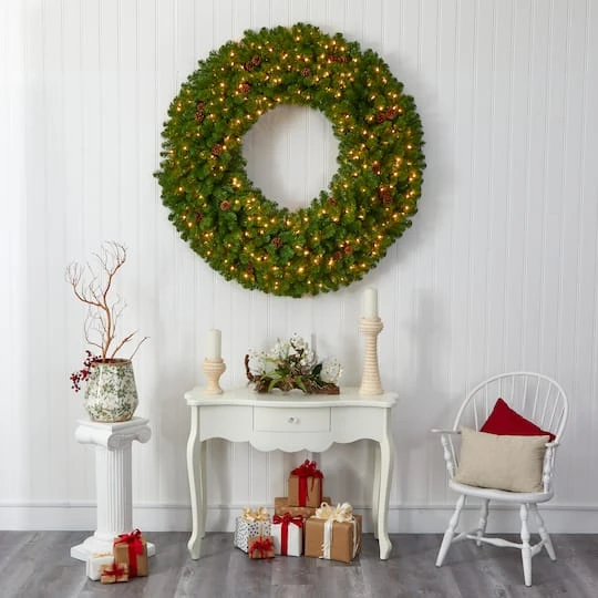 5ft. Pre-Lit Pine & Pinecone Artificial Christmas Wreath 4 5ft. Pre-Lit Pine & Pinecone Artificial Christmas Wreath - Image 4