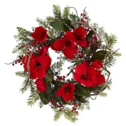 24" Red Amaryllis Wreath