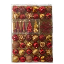 52ct. 6" Red & Gold Shatterproof Ornament Set