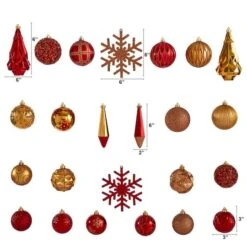 52ct. 6" Red & Gold Shatterproof Ornament Set -Michaels Store D322171S 2