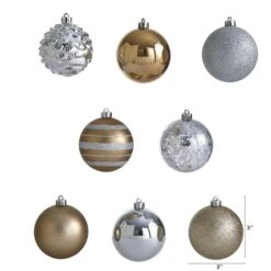 64ct. 3" Gold & Silver Shatterproof Ball Ornaments 8 64ct. 3" Gold & Silver Shatterproof Ball Ornaments -Michaels Store D322173S 2