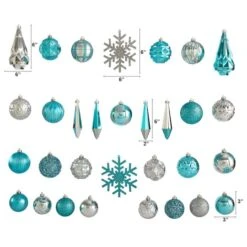 52ct. 6" Blue & Silver Shatterproof Ornament Set -Michaels Store D322175S 2