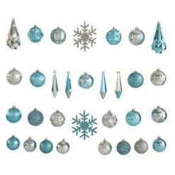 52ct. 6" Blue & Silver Shatterproof Ornament Set -Michaels Store D322175S 3