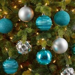 40ct. 3" Blue & Silver Shatterproof Ball Ornaments -Michaels Store D322176S 5