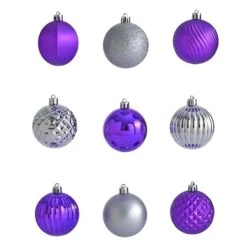 101ct. 2" Purple & Silver Shatterproof Ball Ornaments 9 101ct. 2" Purple & Silver Shatterproof Ball Ornaments -Michaels Store D322178S 3