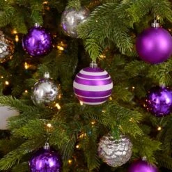 64ct. 3" Purple & Silver Shatterproof Ball Ornaments -Michaels Store D322179S 5