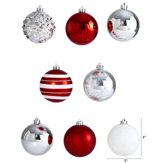 64ct. 3" Red & Silver Shatterproof Ball Ornaments 3 64ct. 3" Red & Silver Shatterproof Ball Ornaments - Image 3