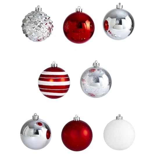 64ct. 3" Red & Silver Shatterproof Ball Ornaments 4 64ct. 3" Red & Silver Shatterproof Ball Ornaments - Image 4