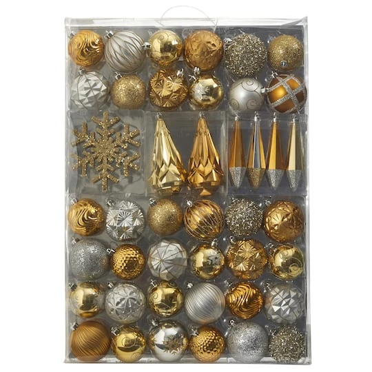 52ct. 6" Gold & Silver Shatterproof Ornament Set 2 52ct. 6" Gold & Silver Shatterproof Ornament Set - Image 2