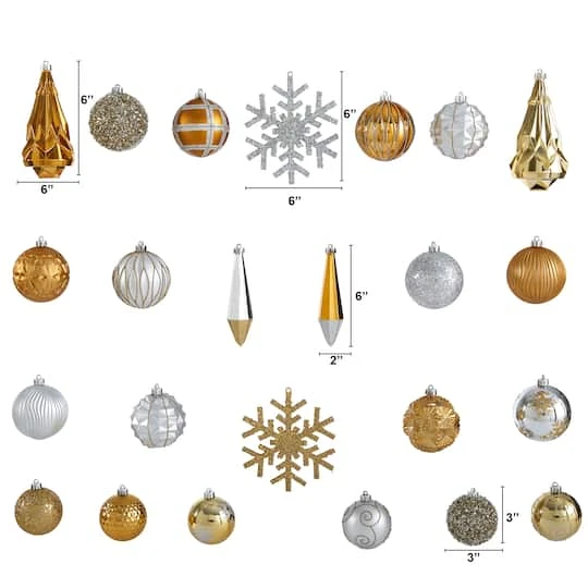 52ct. 6" Gold & Silver Shatterproof Ornament Set 3 52ct. 6" Gold & Silver Shatterproof Ornament Set - Image 3