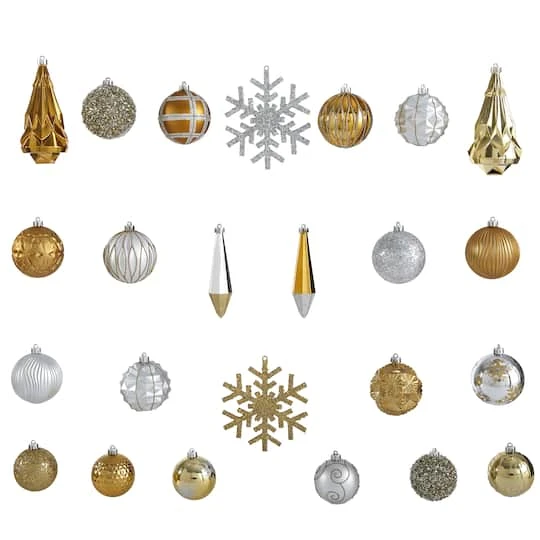 52ct. 6" Gold & Silver Shatterproof Ornament Set 4 52ct. 6" Gold & Silver Shatterproof Ornament Set - Image 4