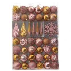 52ct. 6" Pink & Gold Shatterproof Ornament Set