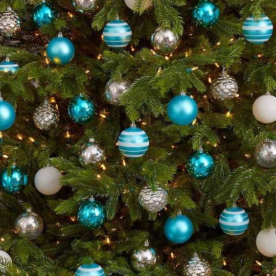 64ct. 3" Blue & Silver Shatterproof Ball Ornaments 5 64ct. 3" Blue & Silver Shatterproof Ball Ornaments - Image 5