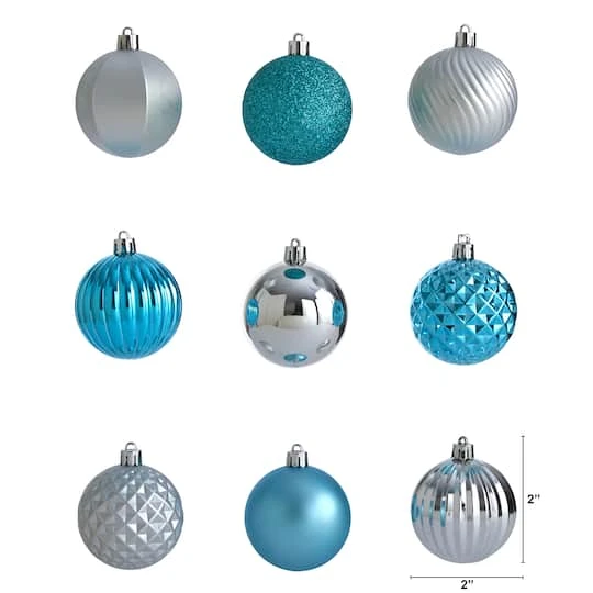 101ct. 2" Blue & Silver Shatterproof Ball Ornaments 3 101ct. 2" Blue & Silver Shatterproof Ball Ornaments - Image 3