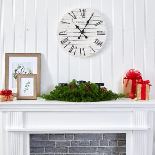 30" Pre-Lit Pine & Pinecone Triple Candelabrum 6 30" Pre-Lit Pine & Pinecone Triple Candelabrum - Image 6