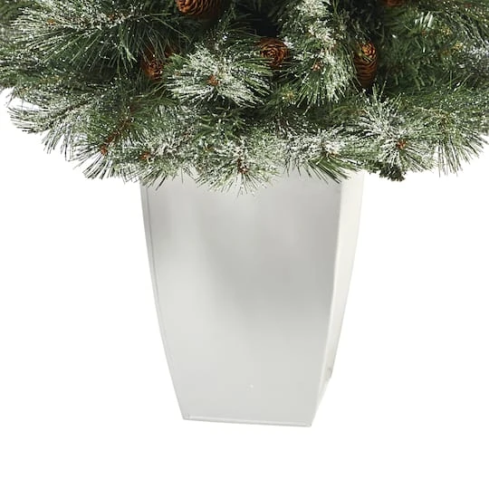 3.5ft. Unlit Snowed French Alps Mountain Pine Artificial Christmas Tree With Pinecones In Metal Planter 5 3.5ft. Unlit Snowed French Alps Mountain Pine Artificial Christmas Tree With Pinecones In Metal Planter - Image 5