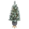3.5ft. Pre-Lit Frosted Tip British Columbia Mountain Pine Artificial Christmas Tree In Gray Tripod Planter, Clear Lights